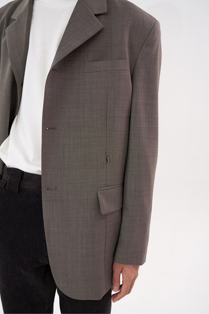 [M] STU 3버튼 블레이저 그레이 브라운 이미지