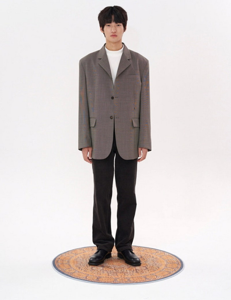 [M] STU 3버튼 블레이저 그레이 브라운 이미지