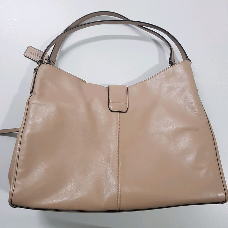 COACH 코치 가죽 숄더백 토드백 베이지그레이--2