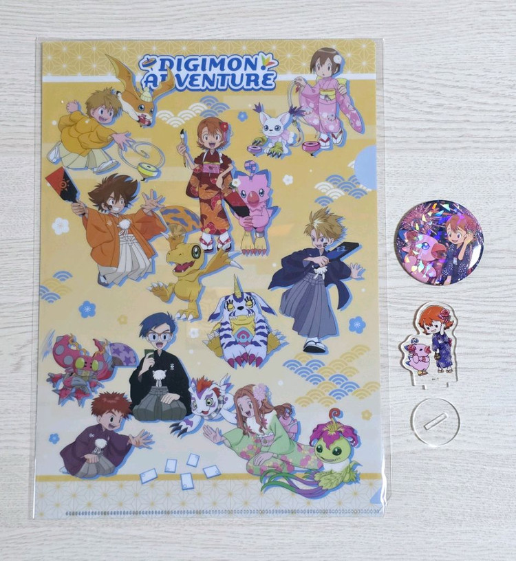 디지몬 신년 클리어파일, 소라&피요몬 유카타 굿즈 이미지