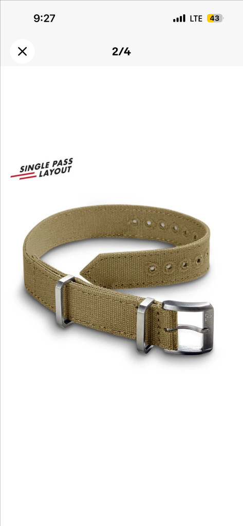 Haveston 군용 나토스트랩 캔버스 샌드카키 16mm 툴워치 필드워치--4