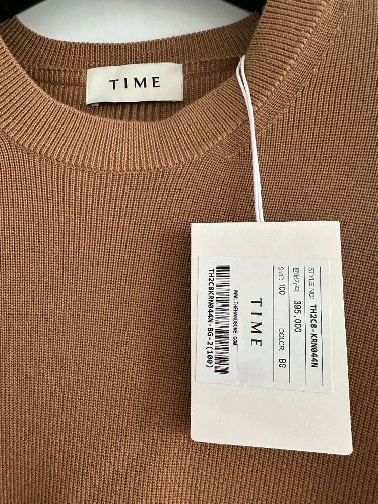 타임옴므 카멜(베이지) 니트 100 새제품--1