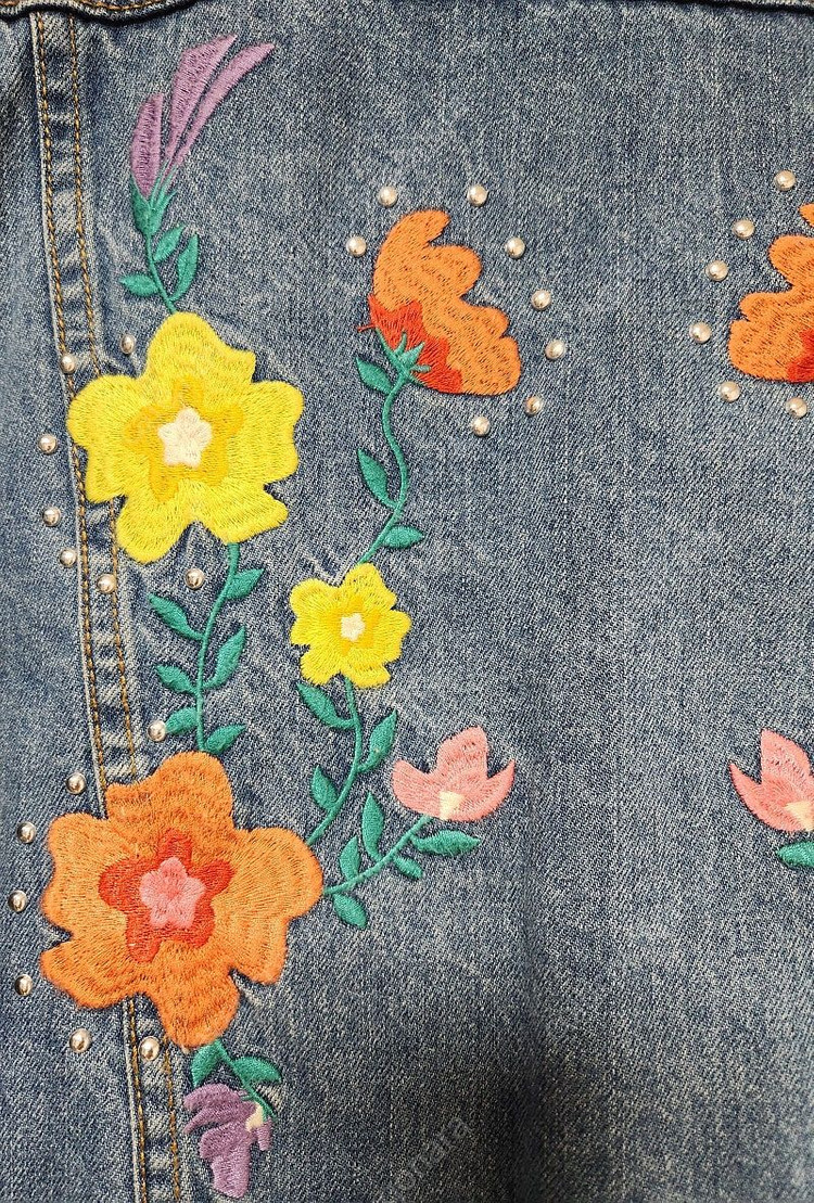 티렌 자수 데님 자켓 청자켓 55 듀엘 오즈세컨 럭키슈에뜨 지컷 보브 베네통 시슬리 써스데이아일랜드 에고이스트--3