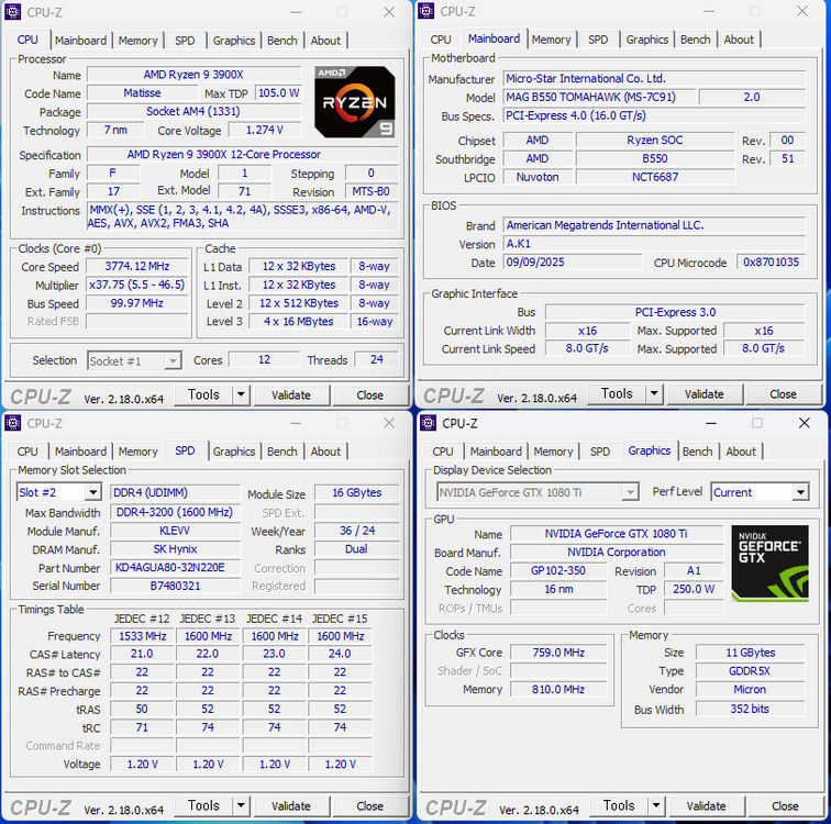 PC Ryzen 9 3900X, GTX 1080 Ti, 32GB--1