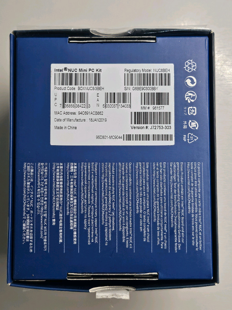 인텔 NUC 미니 PC NUC8i3BEH / 8GB RAM / 240GB--4