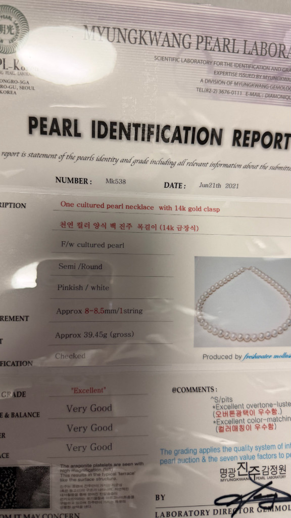 진주목걸이 14k 장식--1