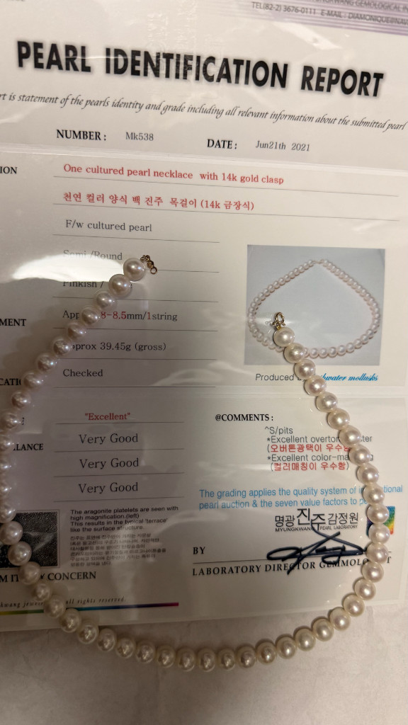 진주목걸이 14k 장식--3