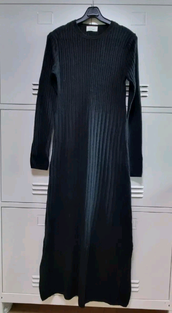 아상블라주 슬림 울 니트 원피스 - 블랙--1