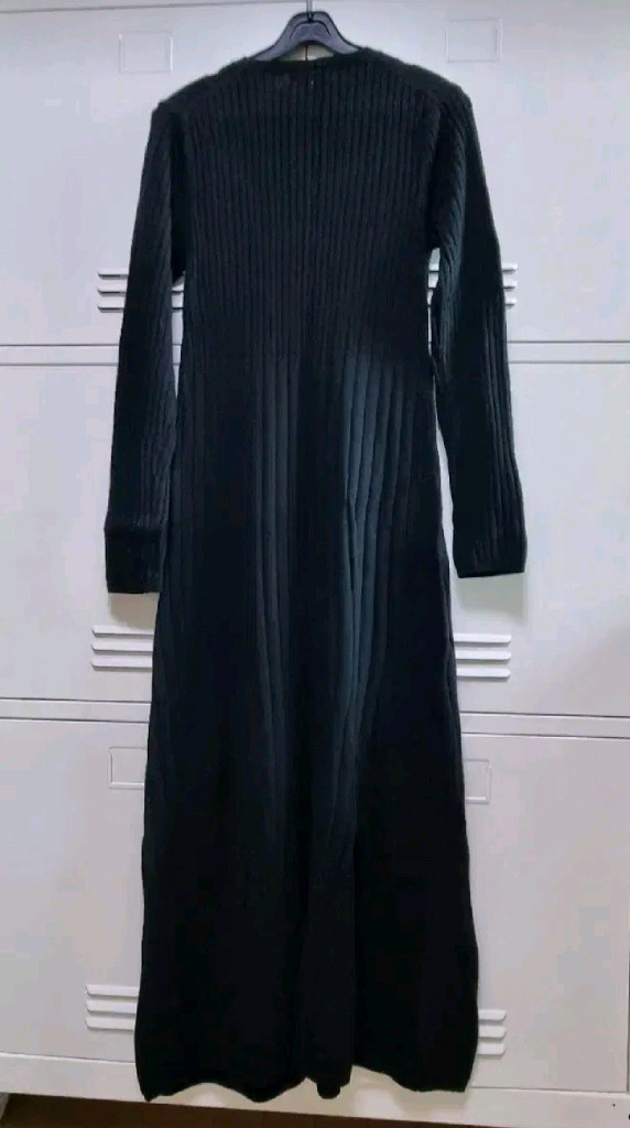 아상블라주 슬림 울 니트 원피스 - 블랙--2