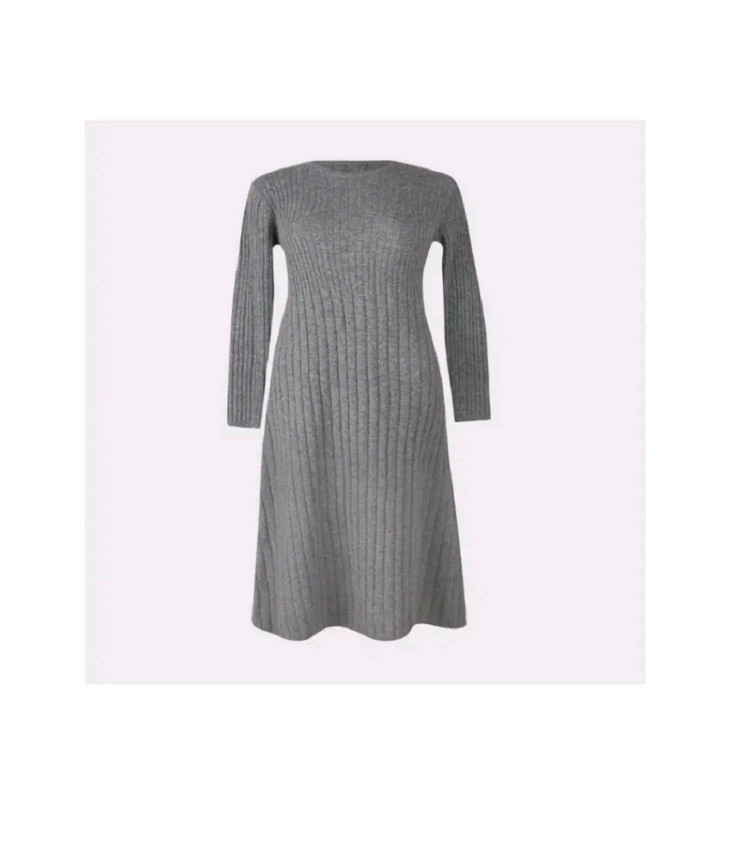 아상블라주 슬림 울 니트 원피스 - 블랙--5