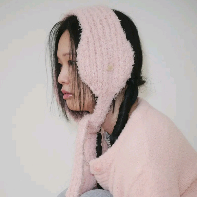 펀프롬펀 설윤 귀도리 핑크 이어머프 어그 귀마개--2