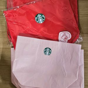 새상품]스타벅스 홀리데이 리본 다회용백 밸런타인 핑크 리유저블백