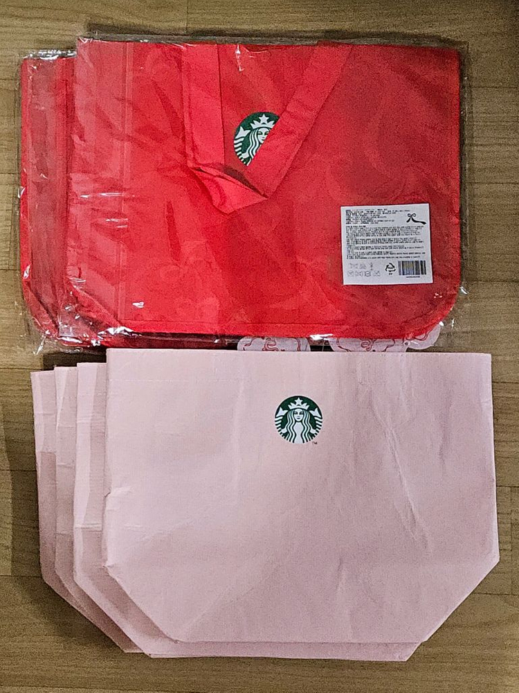 새상품]스타벅스 홀리데이 리본 다회용백 밸런타인 핑크 리유저블백--2