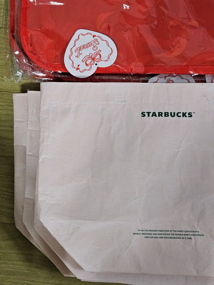 새상품]스타벅스 홀리데이 리본 다회용백 밸런타인 핑크 리유저블백--4