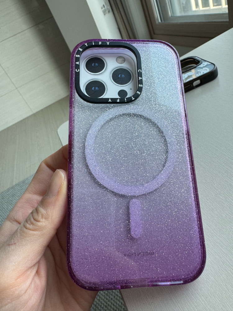 케이스티파이 아이폰15프로 맥세이프 퍼플 글리터 케이스--2