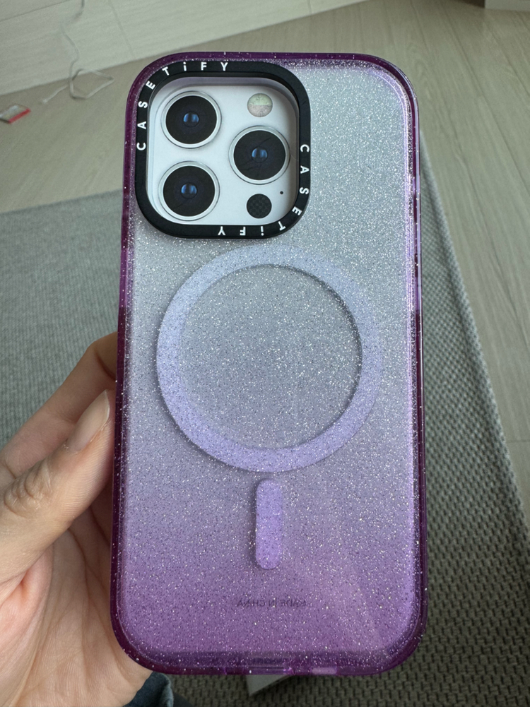 케이스티파이 아이폰15프로 맥세이프 퍼플 글리터 케이스--3