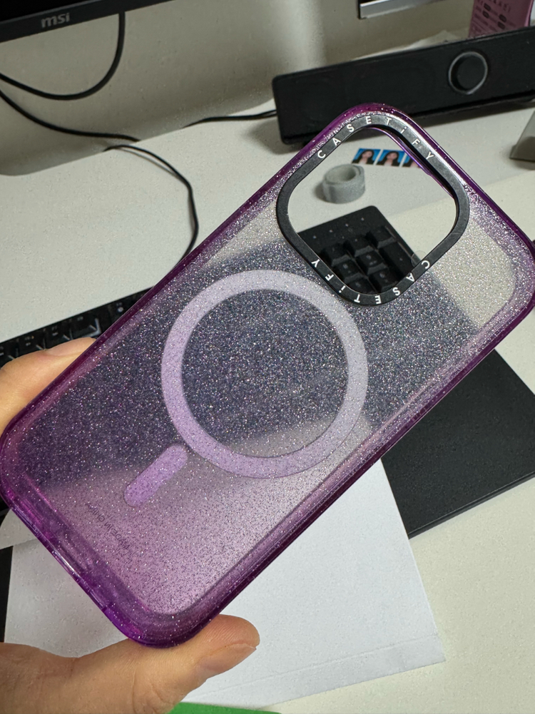 케이스티파이 아이폰15프로 맥세이프 퍼플 글리터 케이스--5