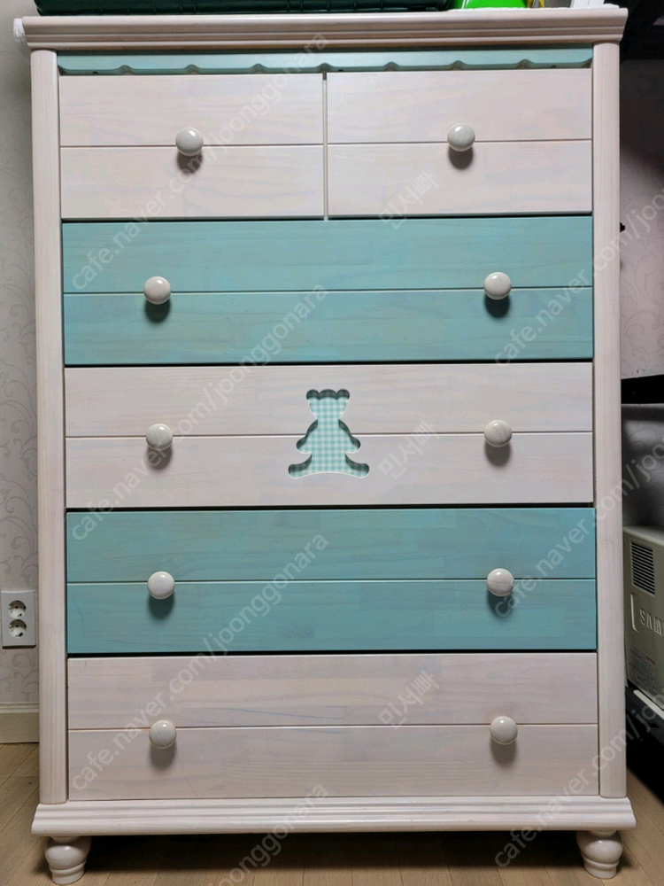 피노키오 테디시리즈 유아용 원목 5단 서랍장 이미지