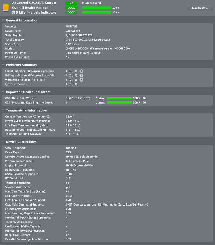 SK하이닉스 GOLD P31 M.2 NVMe 1TB (약 100시간 사용)--2