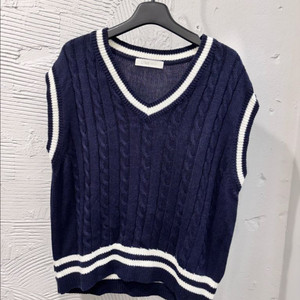 라인 네이비 니트 베스트