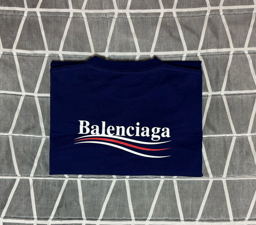 [L] 105-110 발렌시아가 웨이브 로고 블루 티셔츠 반팔--2