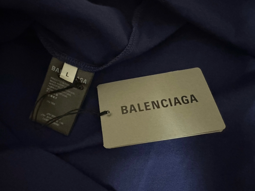 [L] 105-110 발렌시아가 웨이브 로고 블루 티셔츠 반팔--8