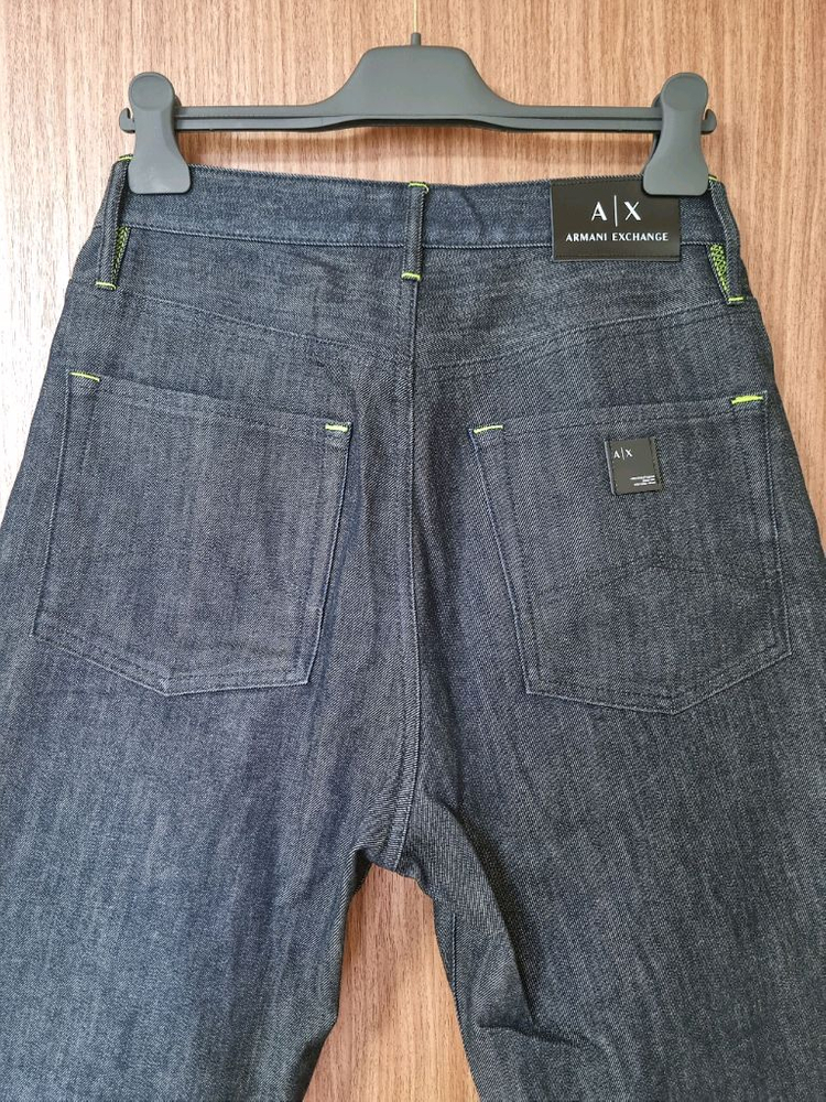 A/X 아르마니 익스체인지 진청 그린 형광 포인트 BAGGY JEAN 허리 32사이즈 판매합니다~!--4