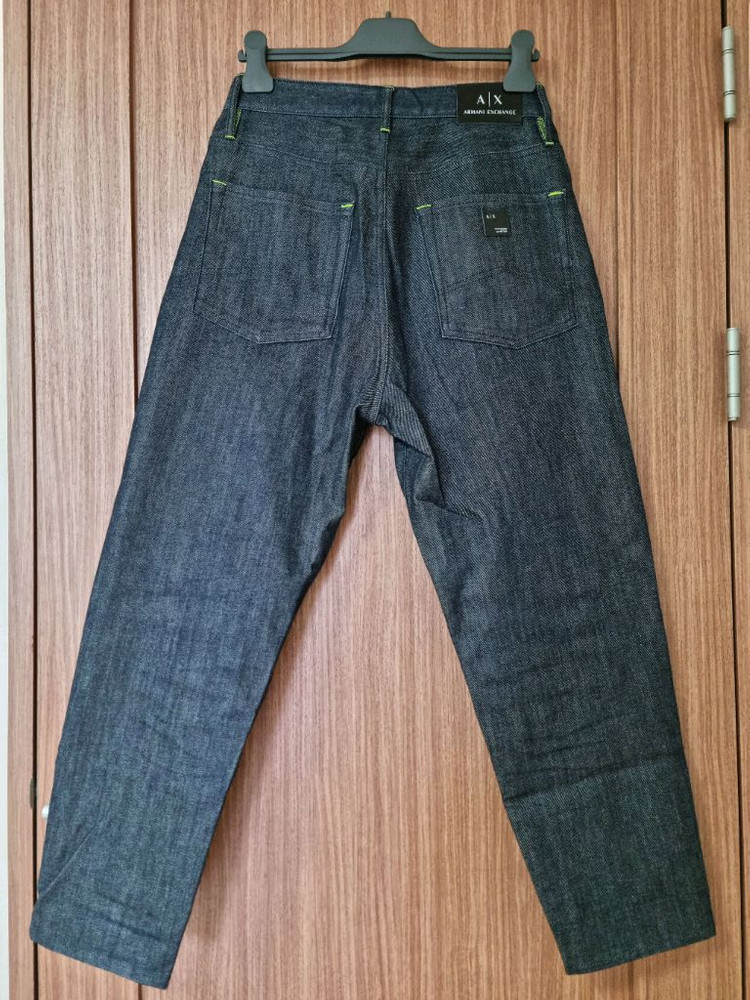 A/X 아르마니 익스체인지 진청 그린 형광 포인트 BAGGY JEAN 허리 32사이즈 판매합니다~!--5