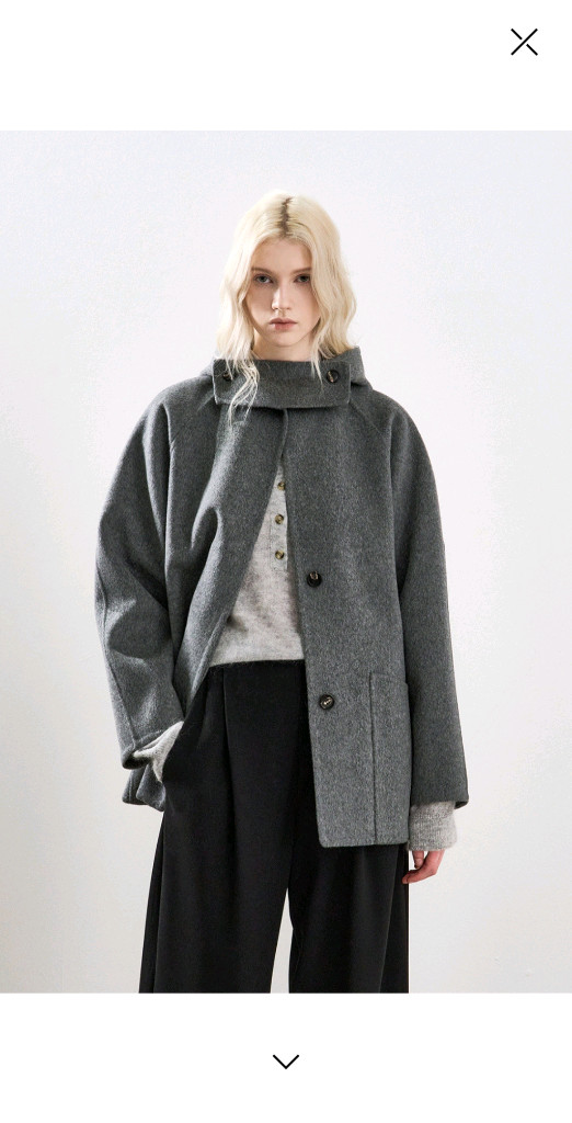 [시스템] 캐시미어 블렌드 숏 후드 코트 SY2FBROT362WM1_DG / 2시간 착용--2