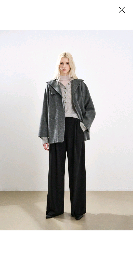 [시스템] 캐시미어 블렌드 숏 후드 코트 SY2FBROT362WM1_DG / 2시간 착용--8