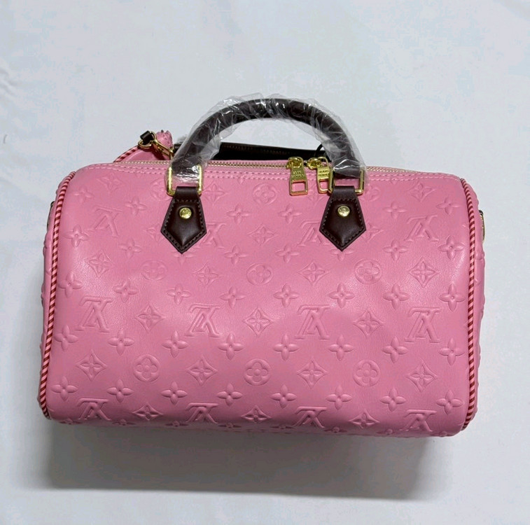 새상품>모노그램 스피디 찐핑크--1