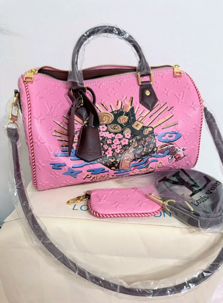 새상품>모노그램 스피디 찐핑크--2