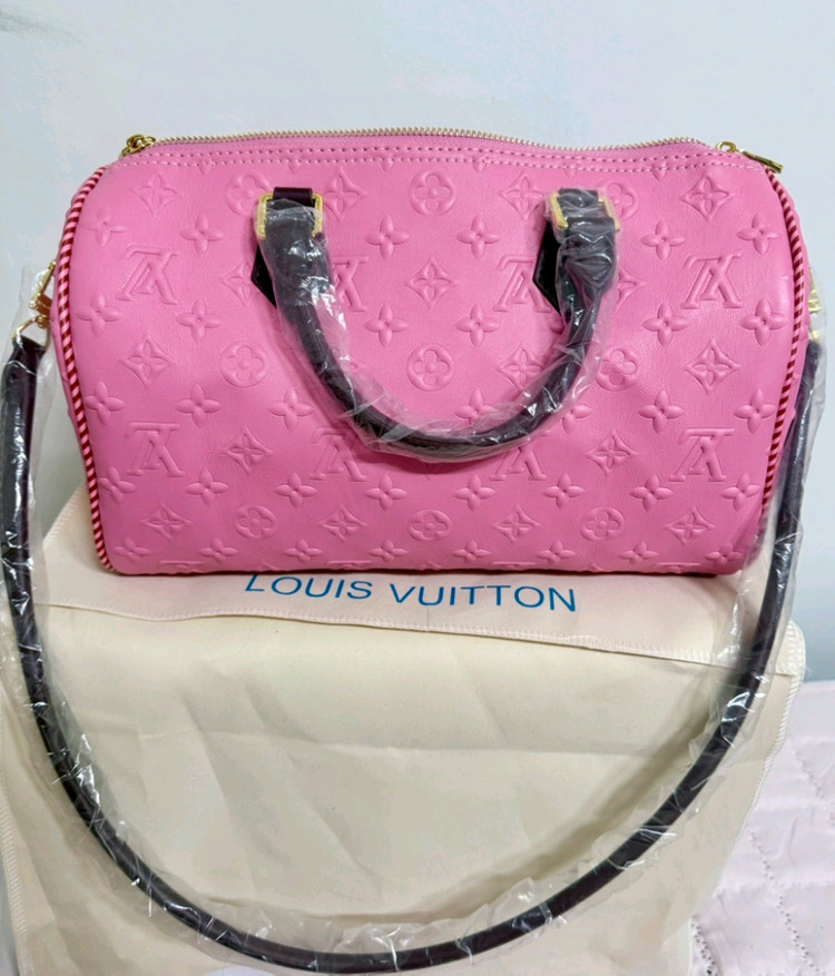 새상품>모노그램 스피디 찐핑크--4