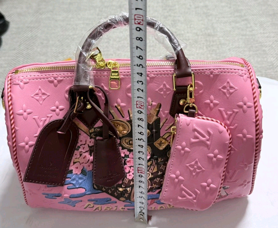 새상품>모노그램 스피디 찐핑크--8