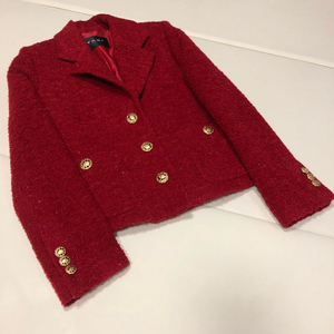 제평 타시뉴욕 TASI 22년 트위드 자켓 레드 금장단추 오피스룩 출근룩 타임마인랑방오브제미샤