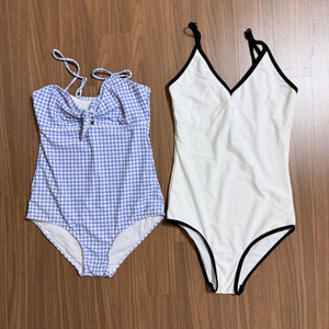 체크/흰색 원피스 모노키니 일괄