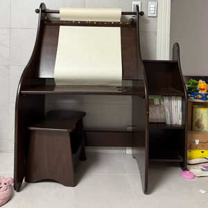 페이퍼롤 이젤 원목 책상 의자 세트