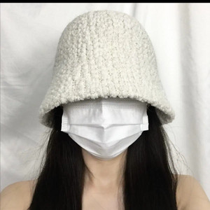 양털 앙고라 뽀글이 벙거지 아이보리