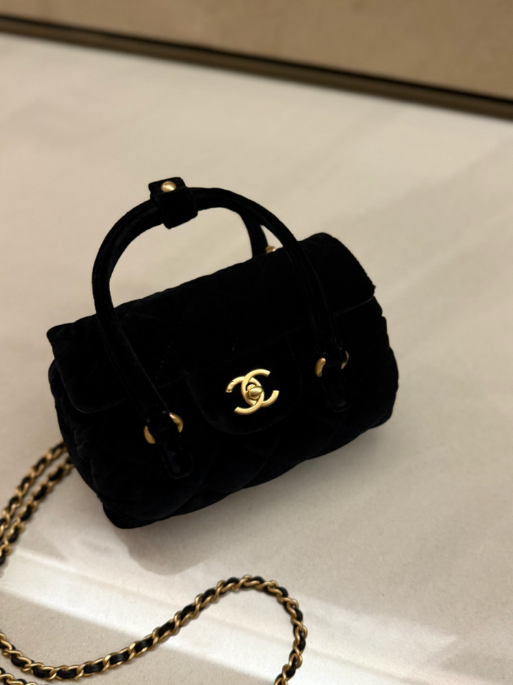 샤넬 벨벳 체인 미니 볼링백--1