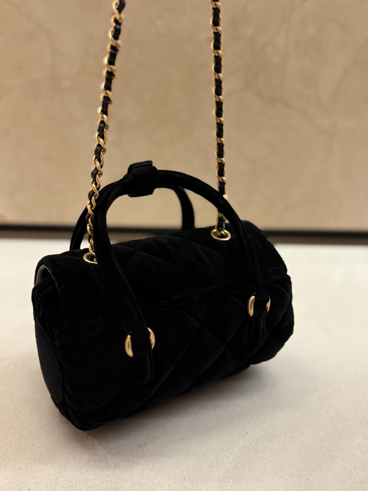 샤넬 벨벳 체인 미니 볼링백--5
