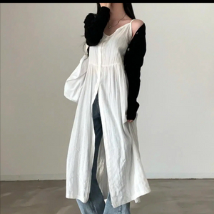 [XL] 크림치즈마켓 레이어드 나시 롱원피스 화이트