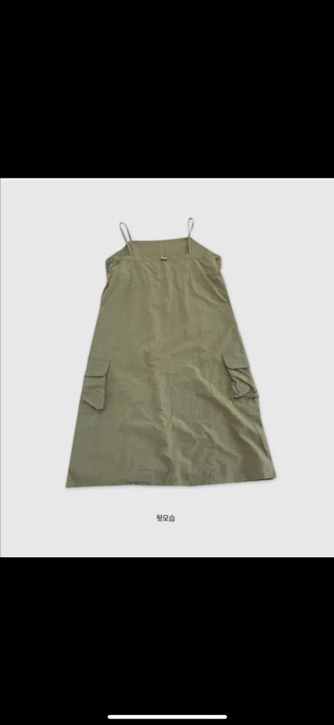 [F] 행자씨 스트링 카고 끈나시 롱원피스 카키--4