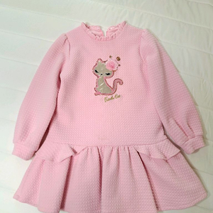 프랜치캣 핑크 캣자수 원피스 130(헤어밴드,스타킹새것포함) 이미지