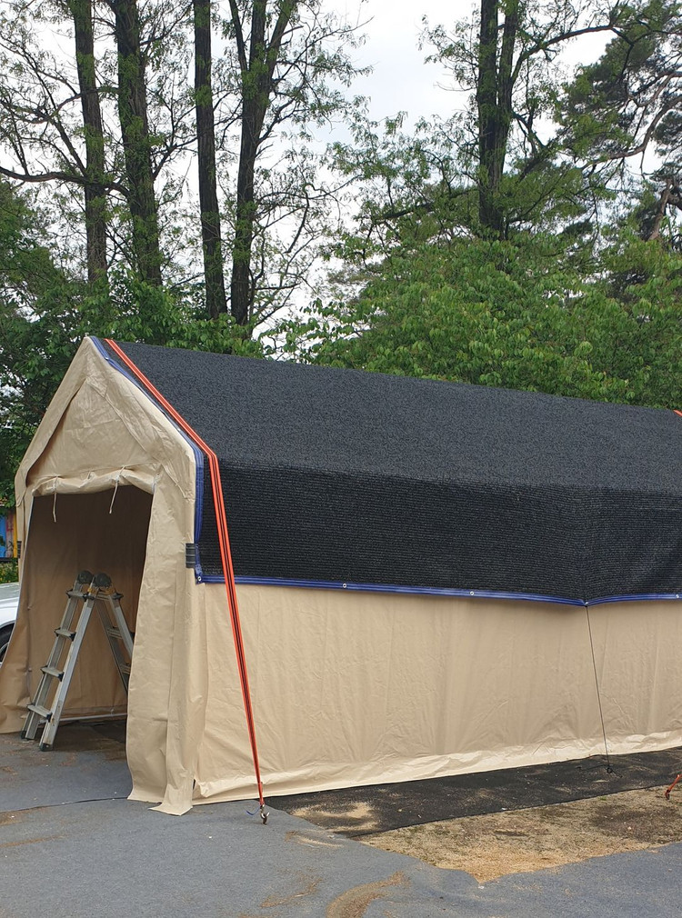 이동식 대형 캐노피 천막 주문제작 창고 캐노피천막 몽골텐트 방수천막 접이식 차광막 워닝 그늘막 이미지