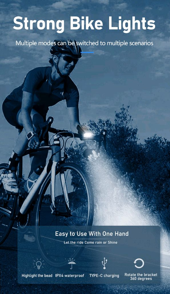 새상품)C충전식 자전거 전조등 야간안전운행 점멸등 이미지