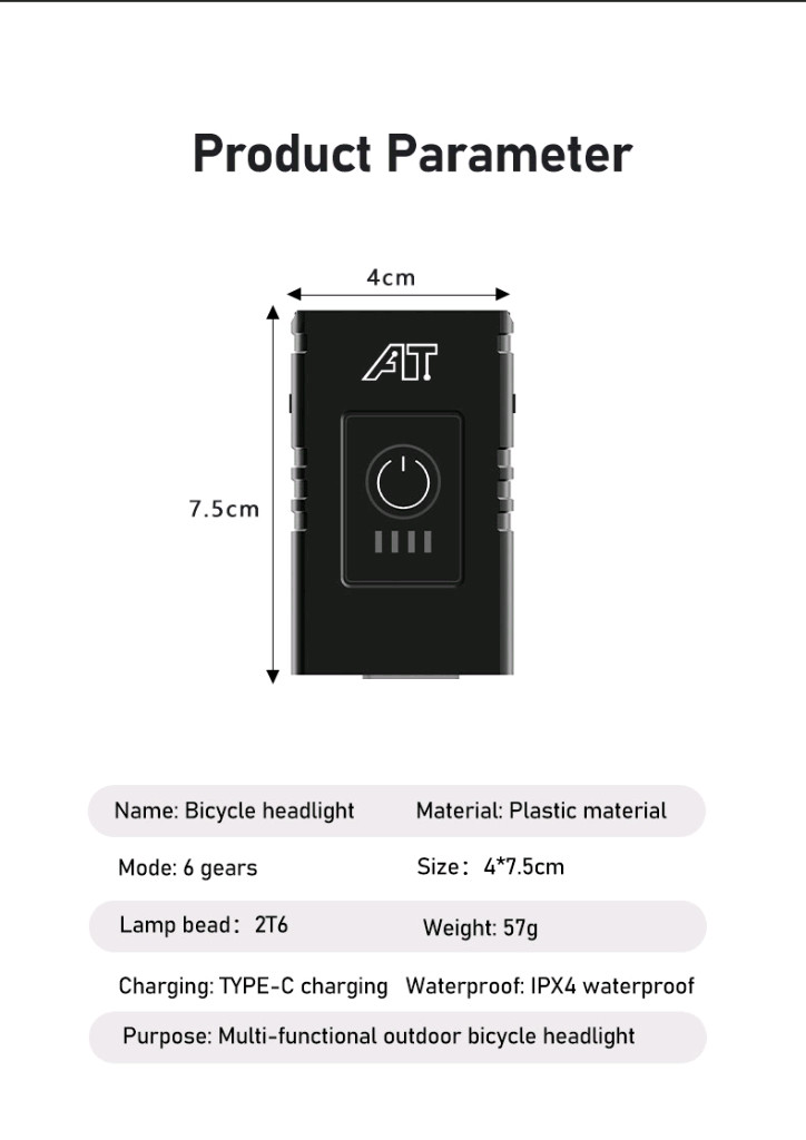 새상품)C충전식 자전거 전조등 야간안전운행 점멸등 이미지