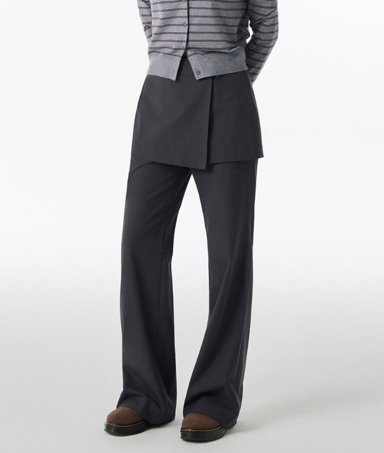 무신사 스탠다드 우먼즈 랩 스커트 레이어드 슬랙스 28 [그레이] 이미지