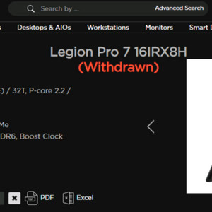 레노버 리전 프로7 16IRX8H RTX 4080 게이밍 노트북 이미지