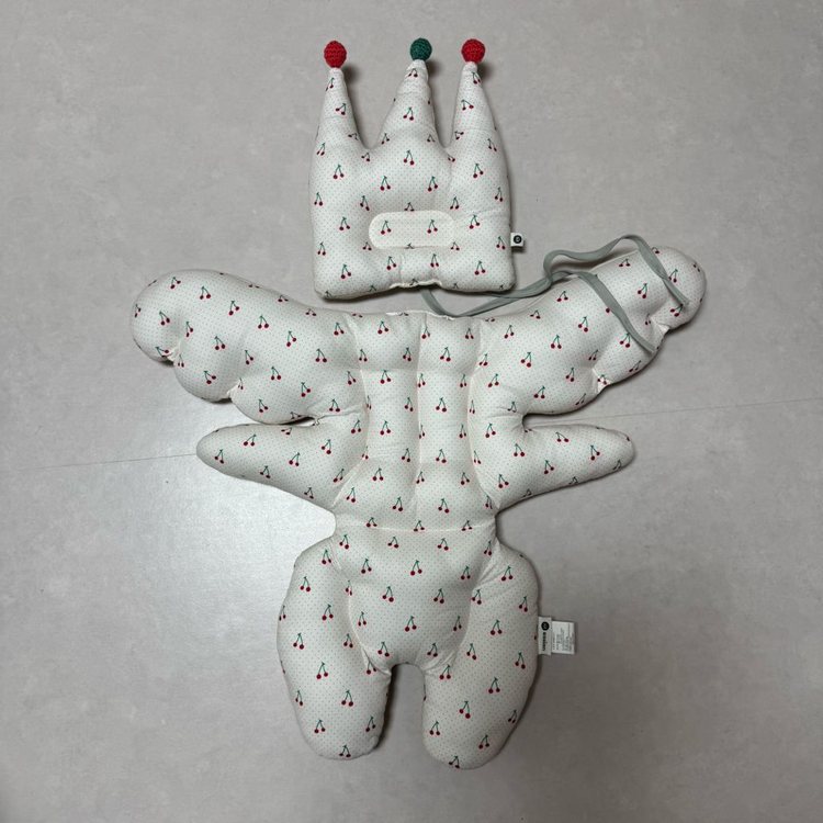 에시앙 범보의자 크라운 라이너,베개 세트 체리봉봉 아이보리--1