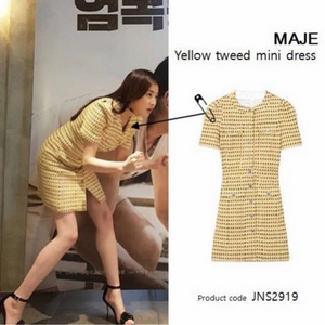 Maje 마쥬 강소라원피스 옐로우 트위드원피스 이미지
